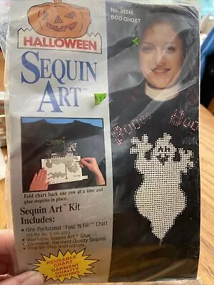 Vintage Sequin Art Halloween Boo Ghost Kit • $5