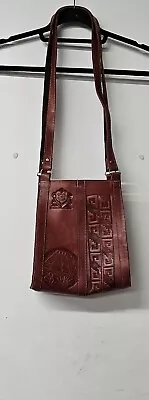 Mexican Hand Tooled Genuine Leather Aztec Handbag Purse • $53.99