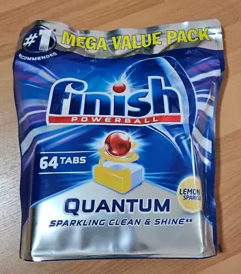 Finish Powerball Quantum Dishwashing Tablets Lemon Sparkle 64 Pack • $29.95