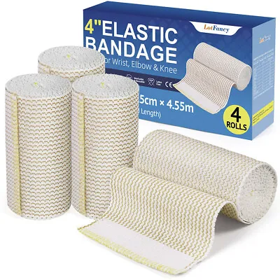 4 Rolls 4  Elastic Bandage Compression Wrap Hook & Loop Self Closure First Aid • $9.99