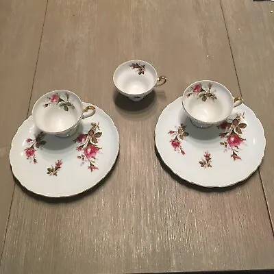 Vintage￼ Ucagco China Made In Japan Footed Floral Demitasse 3 Tea Cup/2 Saucer • $28.95