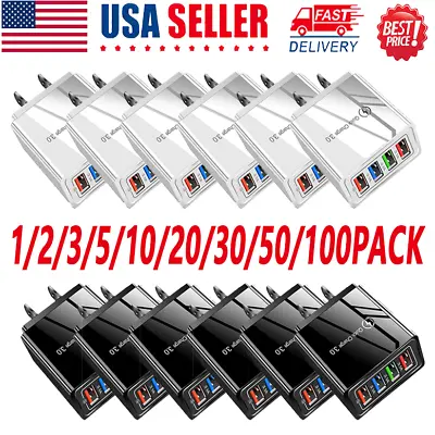 US 4 Port Fast Quick Charge QC 3.0 USB Hub Wall Home Charger Power Adapter Lot • $197.32