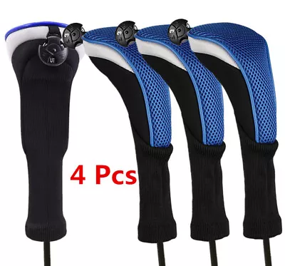 $35.99 • Buy Hybrid Golf Club Headcovers Wood Head Covers 4 Pack Blue Red Black AU 