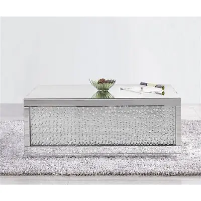 Mirrored Console Coffee Table Embedded Crystals Modern Living Room Office 49  • $1264.24