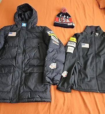 Official Athlete US Ski Team Puffy Down  Jacket And Beanie Size Medium Columbia • $750
