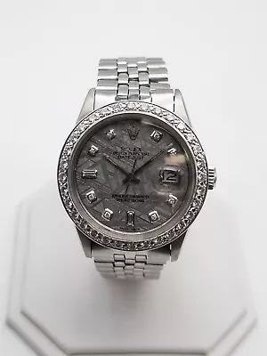 $18000 ROLEX DATEJUST SS 18k White Gold 2ct VS G Diamond METEORITE Mens Watch • $6850