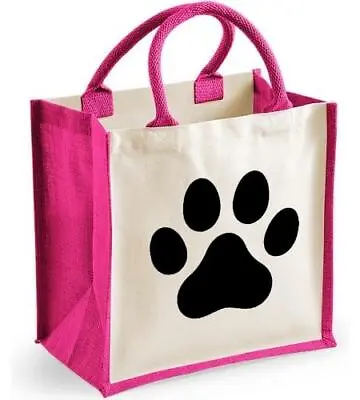 Dog Paw Print Midi Jute Shopper Canvas Lunch Bag Dog Lover Present Christmas  • £9.99