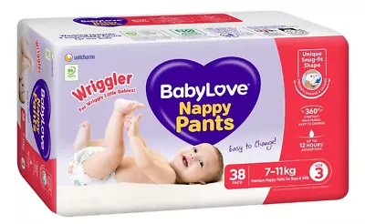 Babylove Nappy Pants Size 3 (7-11Kg) | 76 Pieces (2 X 38 Pack) Free Shipping Au • $43.99