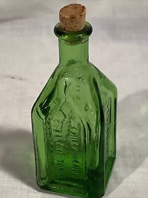 Mini Green Wheaton Chief Wahoo Electric Tonic Cathedral Glass Bottle Vintage 3” • $8.95