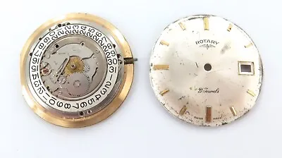 Vintage Rotary 21J Date Cal. 1702/08 Mens Watch Movement & Dial. • $99