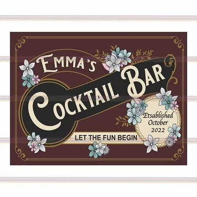 £4.95 • Buy Customised Cocktail Bar Metal Tin Retro Sign/plaque Novelty Pub Bar Gift 515PER