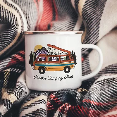 Personalised Pop Top Enamel Camping Mug - Tin Camp Mugs - Camper Mug - Campervan • £13.50