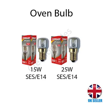 Oven Bulb Lamp 300°C Cooker Appliance Light 15W 25W Small Screw E14 SES 240V UK • £3.99