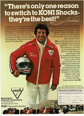 1979 KONI Shocks MARIO ANDRETTI Vintage Print Ad • $8.95