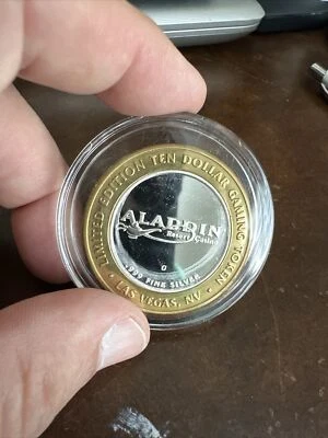 $14.95 • Buy $10 Aladdin Resort & Casino .999 Fine  Silver Gaming Token (In Capsule)