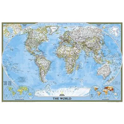 NAT GEO - CLASSIC WORLD MAP POSTER 24x36 - NATIONAL GEOGRAPHIC 155752 • $12.95