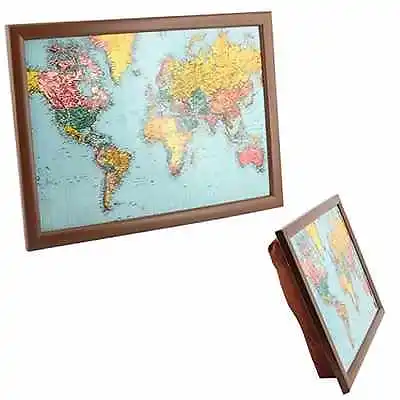£11.95 • Buy Map Of The World Lap Tray Dinner Breakfast With Built In Cushion Padded Bean Bag