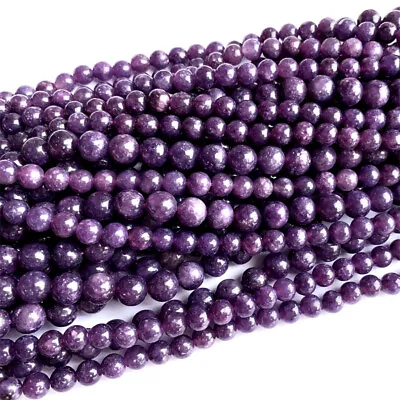 $8.50 • Buy Natural Genuine Dark Purple Lepidolite Lèpre Round Jewelry Necklace Loose Beads