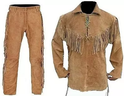 Mens Leather Buckskin Suit Including Shirt And Trouser Mountain Man Reenactment  • $199