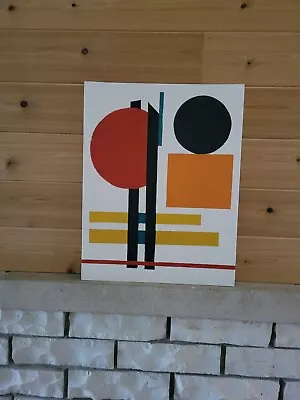  Modernist Geometric  Abstract Painting Mid Century Modern Style  Original  • $99