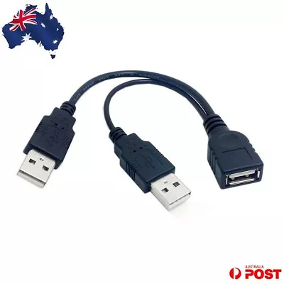 USB 2.0 Female A To Dual A Male Extra Power Data Y Extension Cable • $6.05