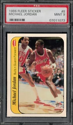 1986-87 Fleer Sticker Michael Jordan #8 PSA 9 Bulls Mint • $1340