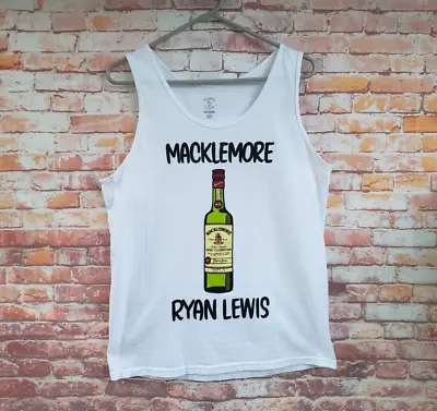 🔥 Macklemore Ryan Lewis Irish Celebration Whiskey Bottle White Tank Top Shirt M • $22.99