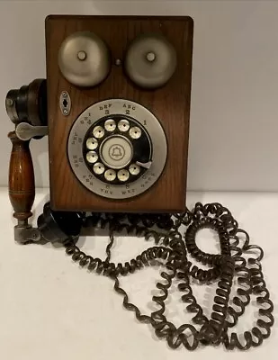 WESTERN ELECTRIC BELL ROTARY DIAL PHONE WOODEN Antique Stylish Wall Hanging Rare • $34.89