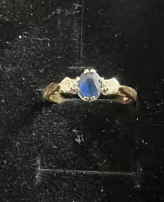 3 Stone Sapphire And Diamond Ring 18 Carrot Gold. • £250