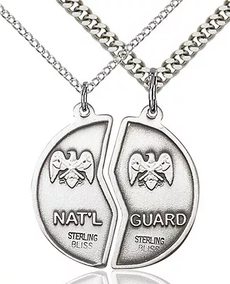 Men's 925 Sterling Silver Miz Pah Coin Set Nat'l Guard Military  Medal Necklace • $146.50