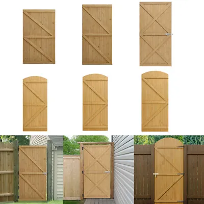 Outdoor Entrance Wooden Garden Gate Curved/Flat Top Pedestrian Door Fencing Kit • £55.99