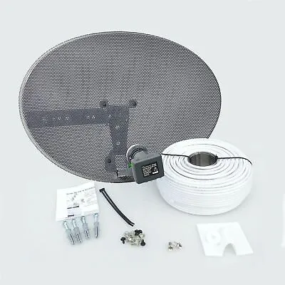 £39.99 • Buy 60cm Satellite Dish & Full 5m Single White Install Kit For Sky HD / Freesat HD