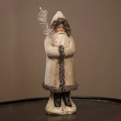 $47 • Buy Belsnickle Santa Figurine Ivory Velvet Coat, Silver Tinsel, 12  Ragon House, NWT