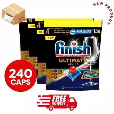 4 X 60pk Finish Powerball Ultimate All In 1 Dishwashing Tabs/Caps Lemon Sparkle • $110