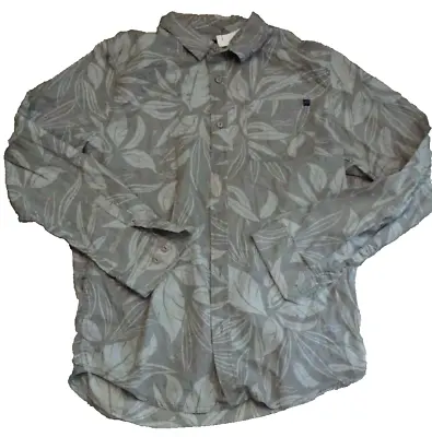 O'Neill Shirt Mens Large Gray All Over Plant Print Long Sleeve Button Up Surfer • $13.99