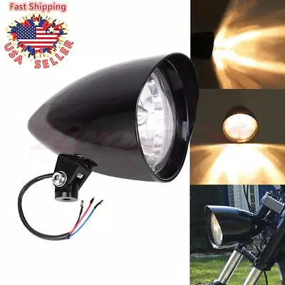 Black 5.75  Motorcycle Visor Bullet Headlight  For Harley Softail Chopper Bobber • $57.29