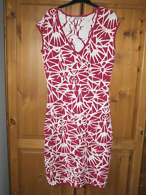 £9.99 • Buy New Red & White Kew Stretch Knitted Sleeveless Viscose Mix Dress Size M 