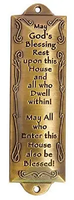 1 X Bless This House Brass Mezuzah With Hebrew Parchment In Gift Box & Placement • $12.29