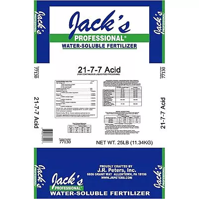 JR Peter's Jacks Prof 21-7-7 Fertilizer For Acid Loving Plants 25 Lb • $87.65