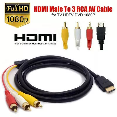 HDTV 1080P HDMI Male To 3 RCA Video Audio AV Component Converter Adapter Cable • $9.31