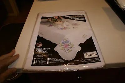 Vervaco Verachtert Stamped Cross Stitch Tablecloth Kit FLORAL 60  X 80  COMPLETE • $40