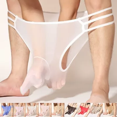 Transparent Seamless Mens Sheer Pantyhose Panties Shorts Underwear Thong • £4.70