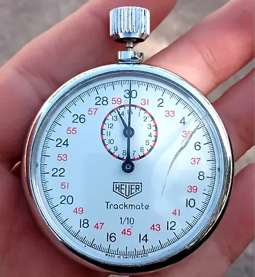 Heuer Trackmate 1/10 Vintage Swiss Stopwatch 50mm WORKING • $200