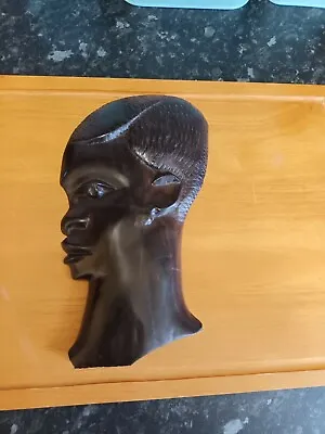 £6 • Buy Carved Dark Wood Nairobi / African Face Silhouette    