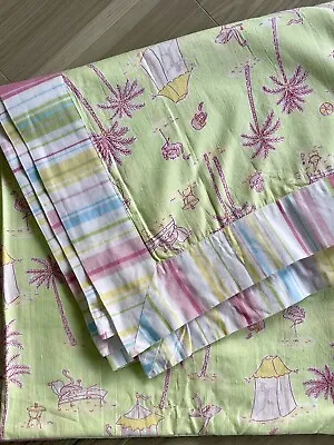 Custom LILLY PULITZER Fabric Tablecloth 58” X 63” Flamingo Palm Tree Mint Green • $100