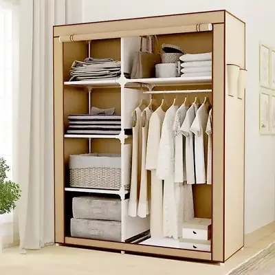 65in Portable Closet Wardrobe Clothes Rack Storage Organizer W/ Shelf Non-Woven • $26.89