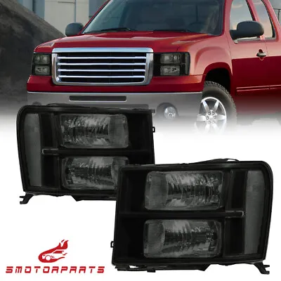 Smoke Lens Black Housing Headlight For 2007-2014 GMC Sierra 1500 2500 3500 • $71.95