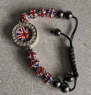 Ladies Union Jack Beaded Strap Watch • £8