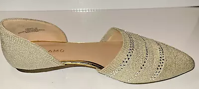 Andiamo Abroken Women's Champagne Shimmer Knit Sequined Flat Espadrilles Size 7M • $12