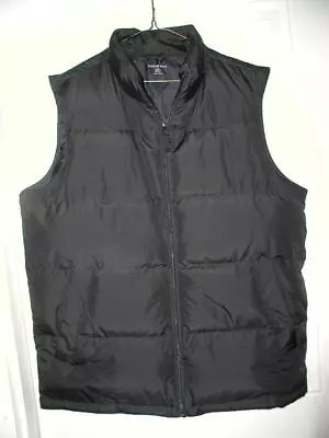 Lands End Puffer Vest Mens L/T 42-44 Black Full Zip 80% Fill Down 20% Feather • $29.95